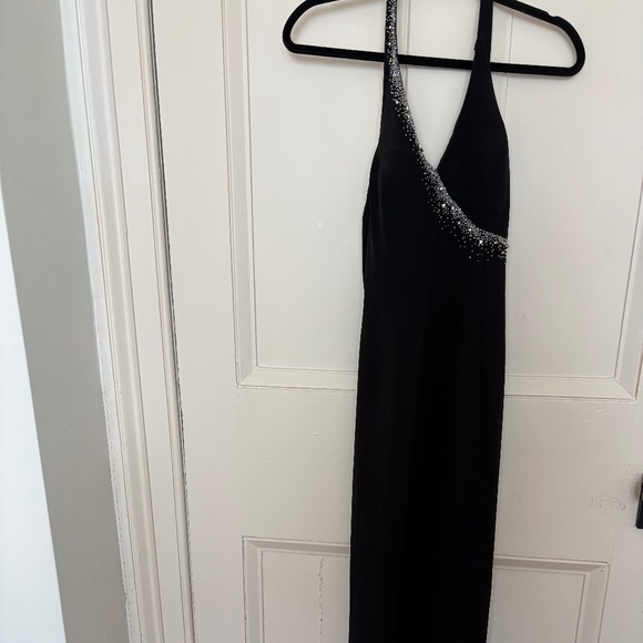 Vintage Black Long Crystal Embellished Evening Gown - Perfect for the Holidays - Picture 1 of 9